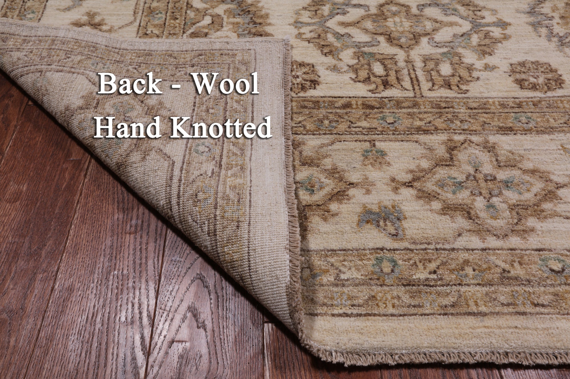 Ivory Peshawar Hand Knotted Rug - 7' 10" X 10' 1"