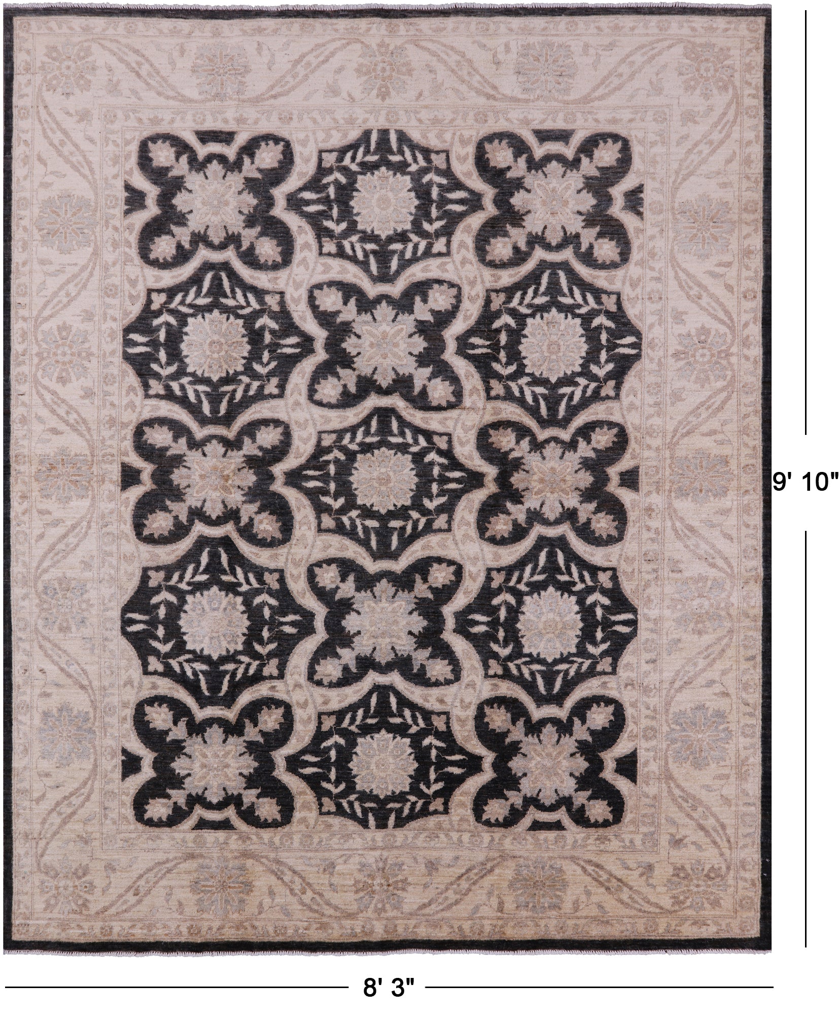 Peshawar Handmade Wool Rug - 8' 3" X 9' 10" - Golden Nile