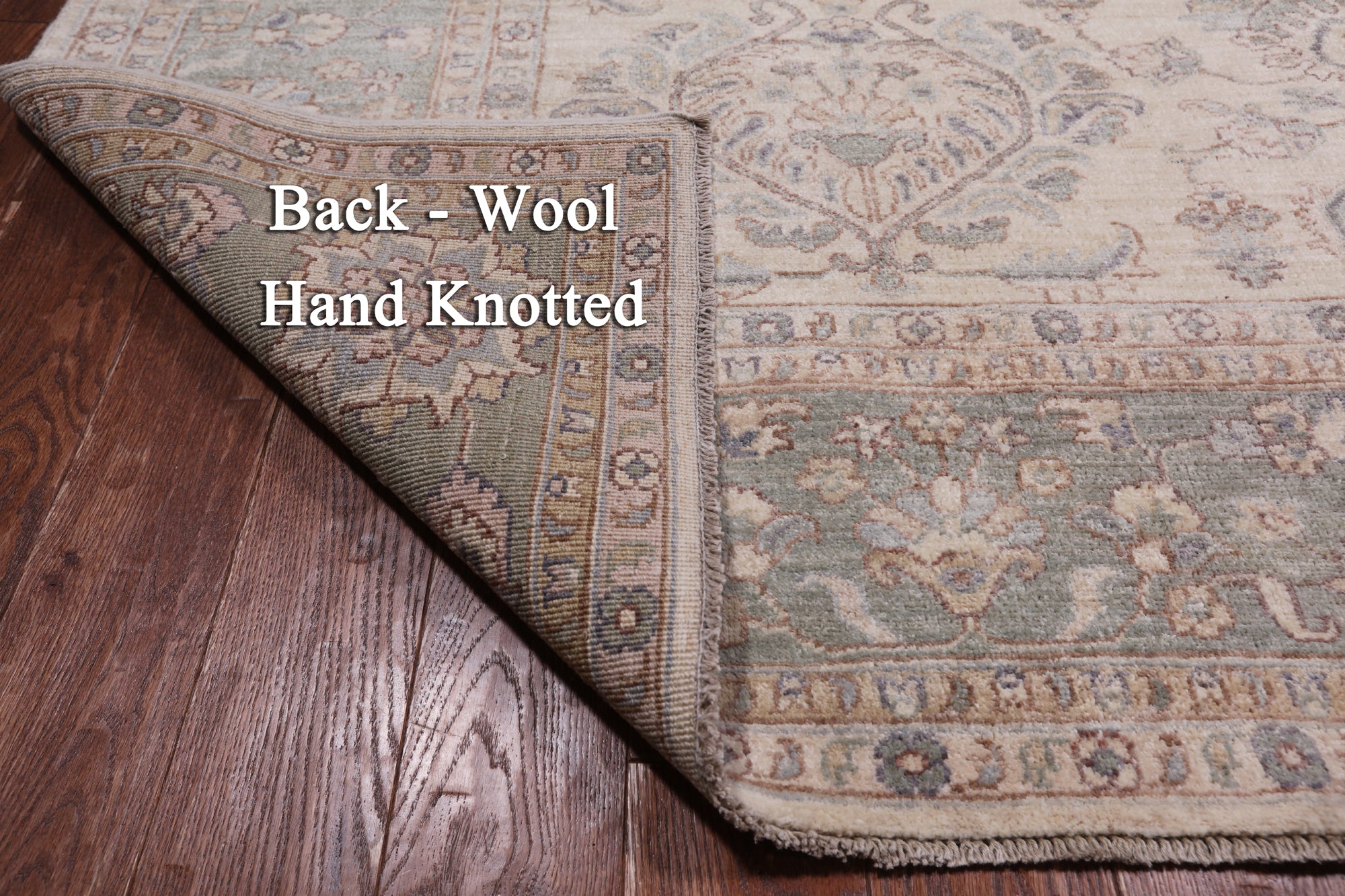 Ivory Peshawar Handmade  Wool Area Rug - 8' 2" X 9' 9"