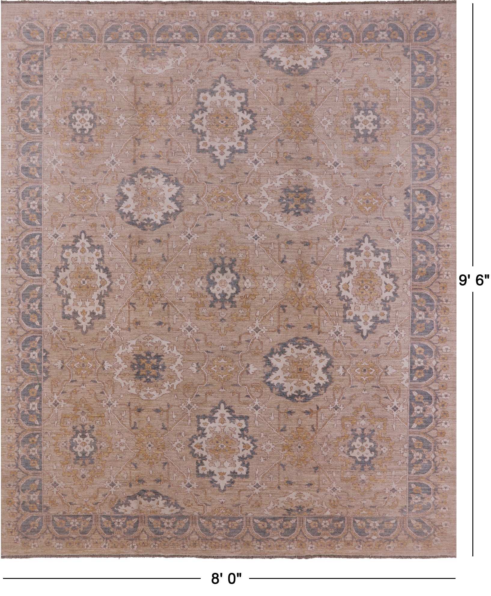 Peshawar Handmade Wool Rug - 8' 0" X 9' 6" - Golden Nile