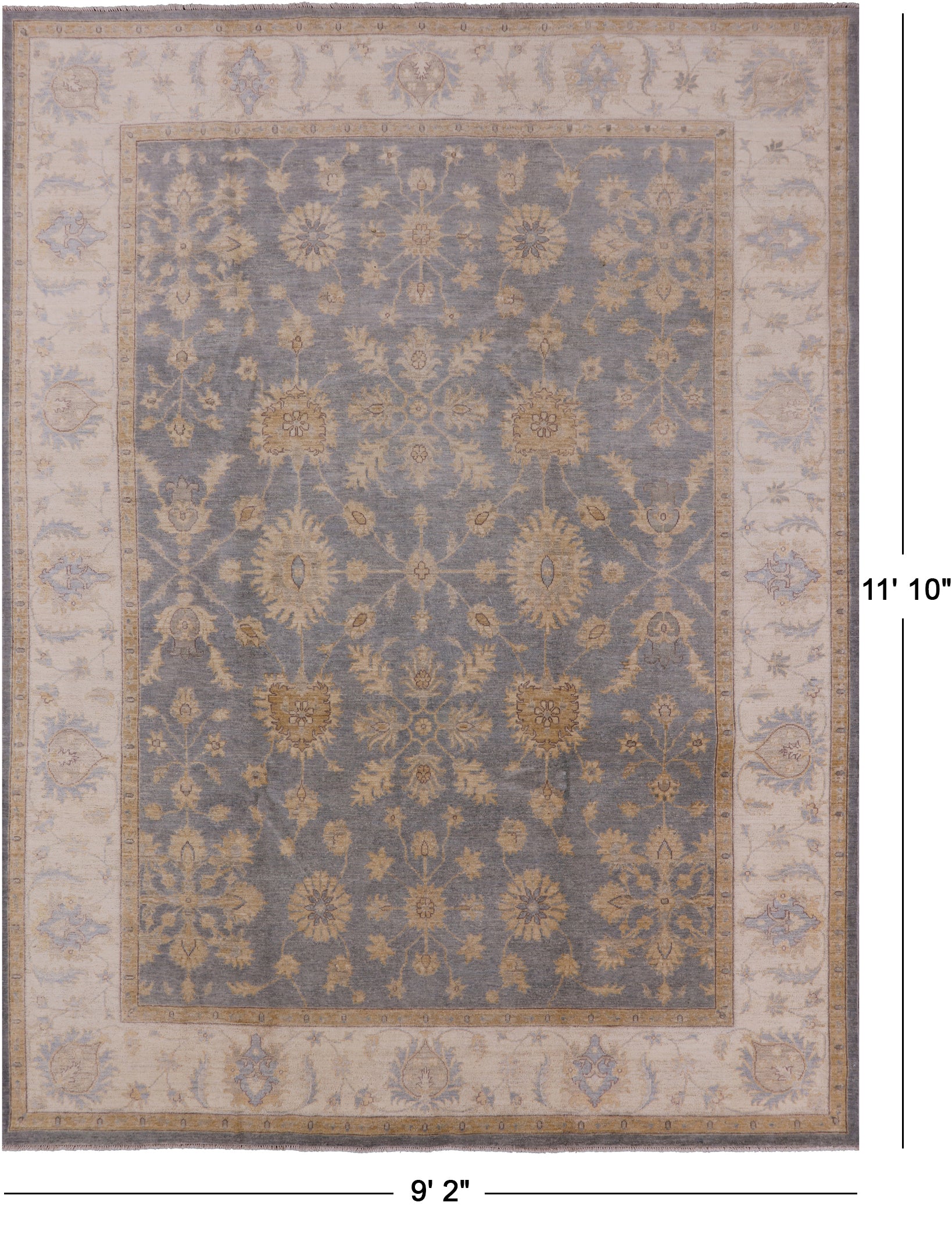 Peshawar Handmade Wool Rug - 9' 2" X 11' 10" - Golden Nile