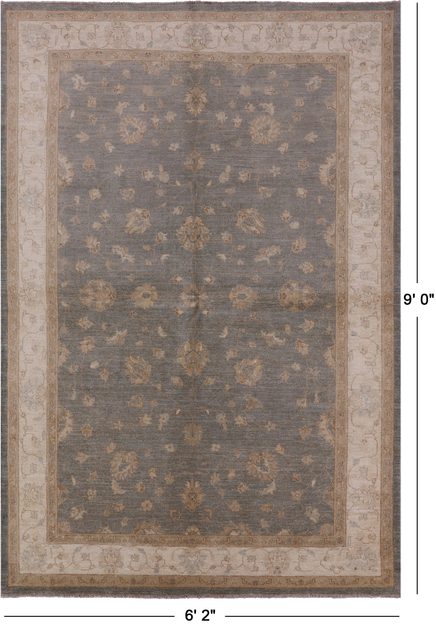Chobi Peshawar Hand Knotted Wool Area Rug - 6' 2" X 9' 0" - Golden Nile