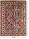 Blue Super Kazak Hand Knotted Rug - 5' 10" X 8' - Golden Nile