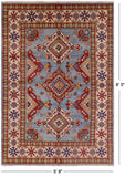 Blue Super Kazak Hand Knotted Wool Rug - 5' 9" X 8' 3" - Golden Nile