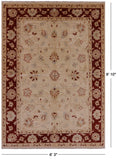 Ivory Chobi Peshawar Handmade Wool Rug - 6' 3" X 8' 10" - Golden Nile