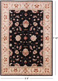 Black Chobi Peshawar Handmade Area Rug - 5' 8" X 7' 10" - Golden Nile
