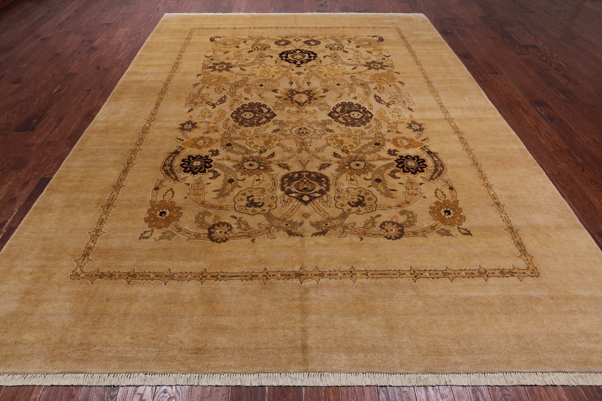 Ivory Peshawar Hand Knotted Rug - 8' 10" X 11' 10"