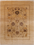 Ivory Peshawar Hand Knotted Rug - 8' 10" X 11' 10"