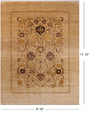 Ivory Peshawar Hand Knotted Rug - 8' 10" X 11' 10"