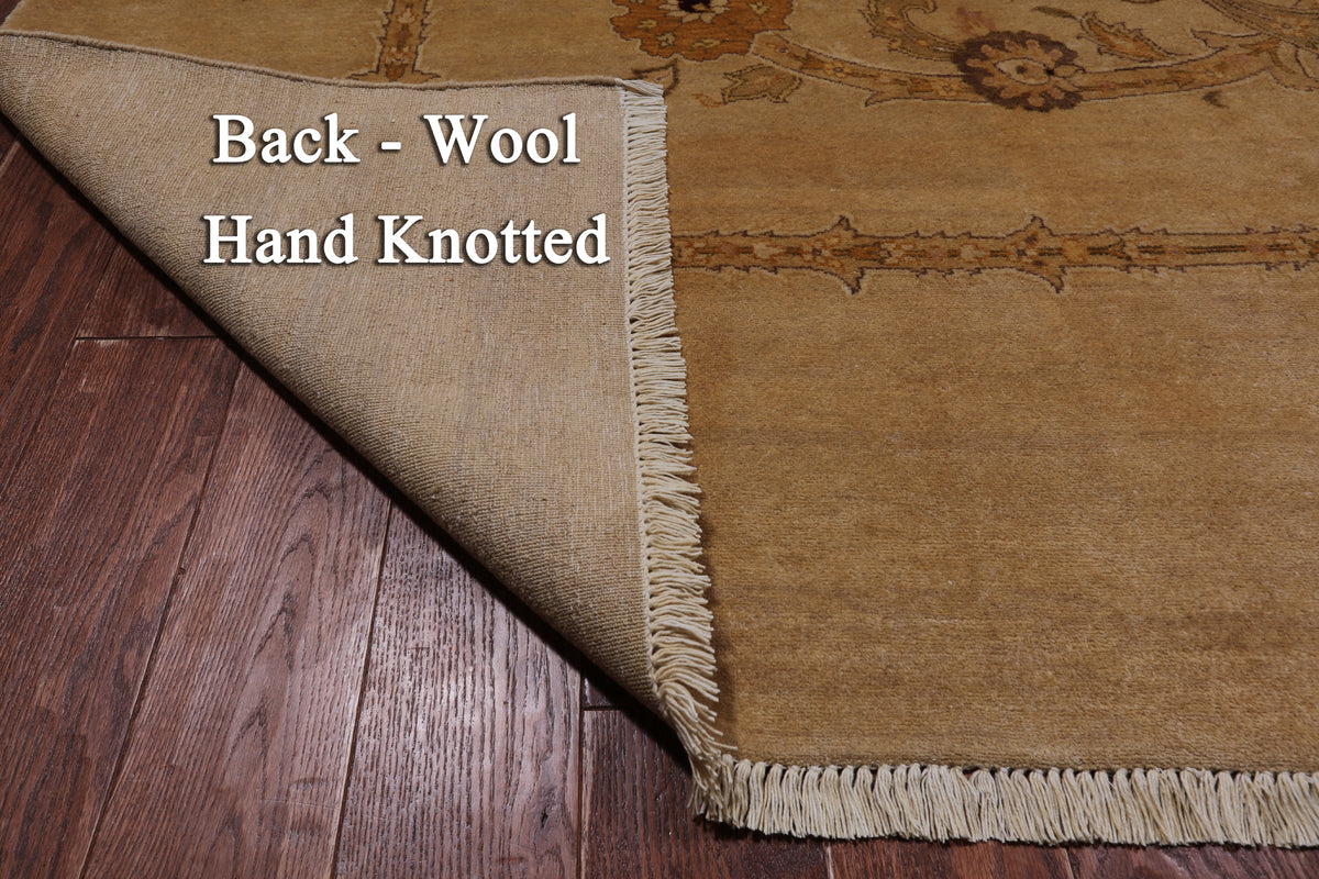 Ivory Peshawar Hand Knotted Rug - 8' 10" X 11' 10"