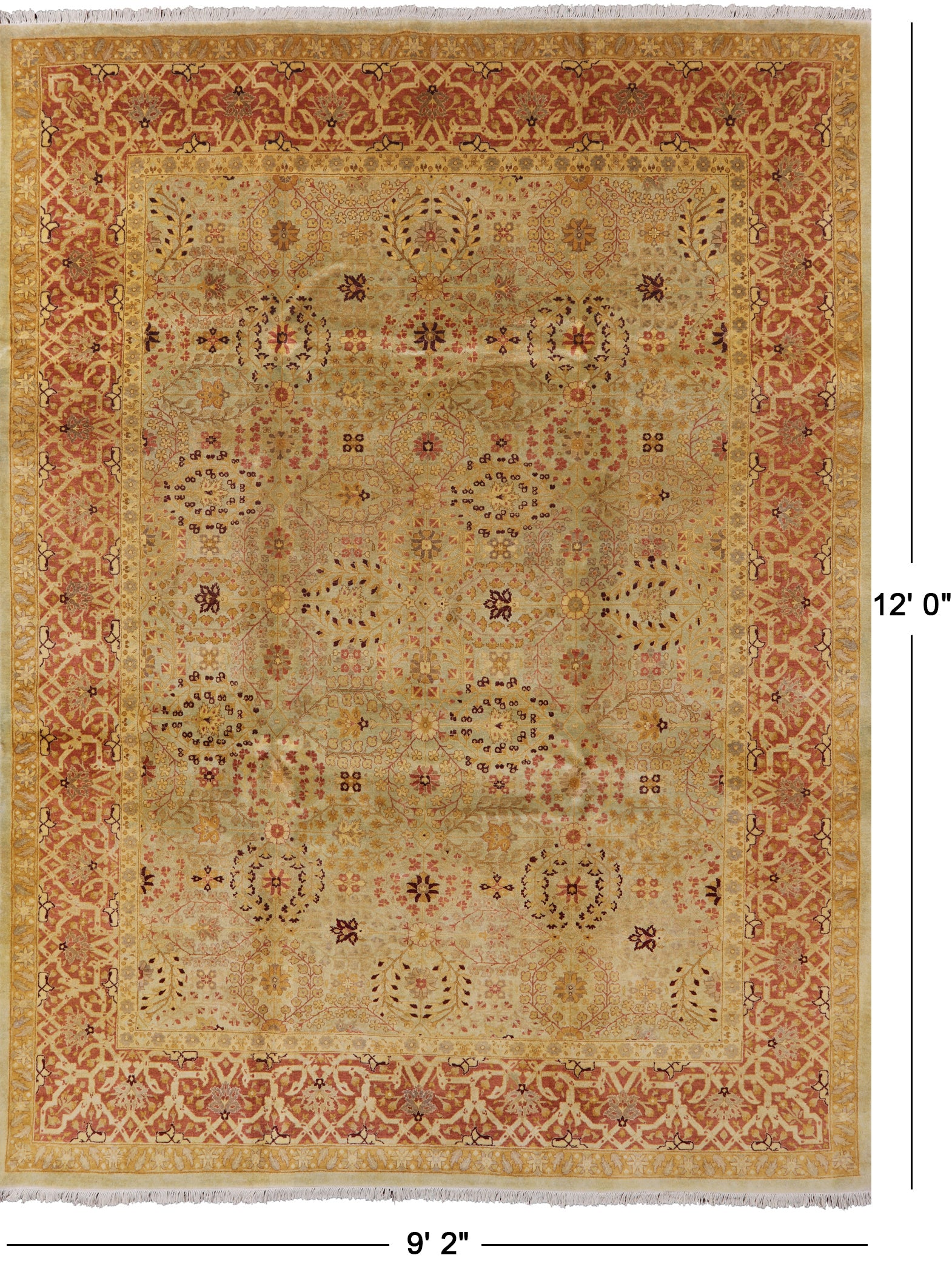 Peshawar Handmade Wool Area Rug - 9' 2" X 12' 0" - Golden Nile