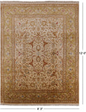 Ivory Peshawar Handmade Wool Rug - 9' 3" X 12' 0" - Golden Nile