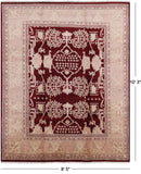 Red Peshawar Hand Knotted Wool Rug - 8' 5" X 10' 3" - Golden Nile