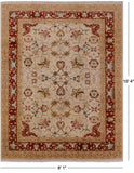Ivory Chobi Peshawar Handmade Wool Area Rug - 8' 1" X 10' 4" - Golden Nile