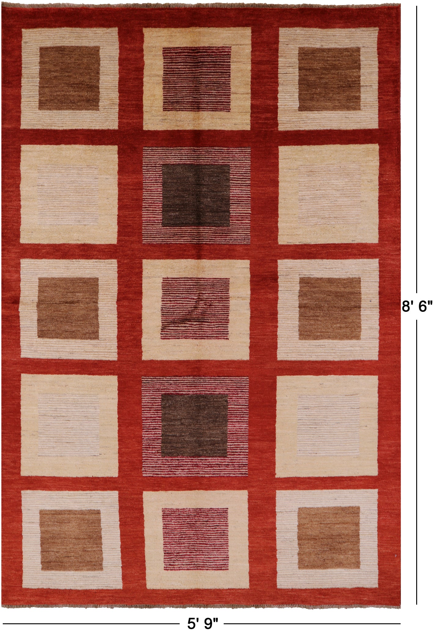 Persian Gabbeh Hand Knotted Wool Area Rug - 5' 9" X 8' 6" - Golden Nile