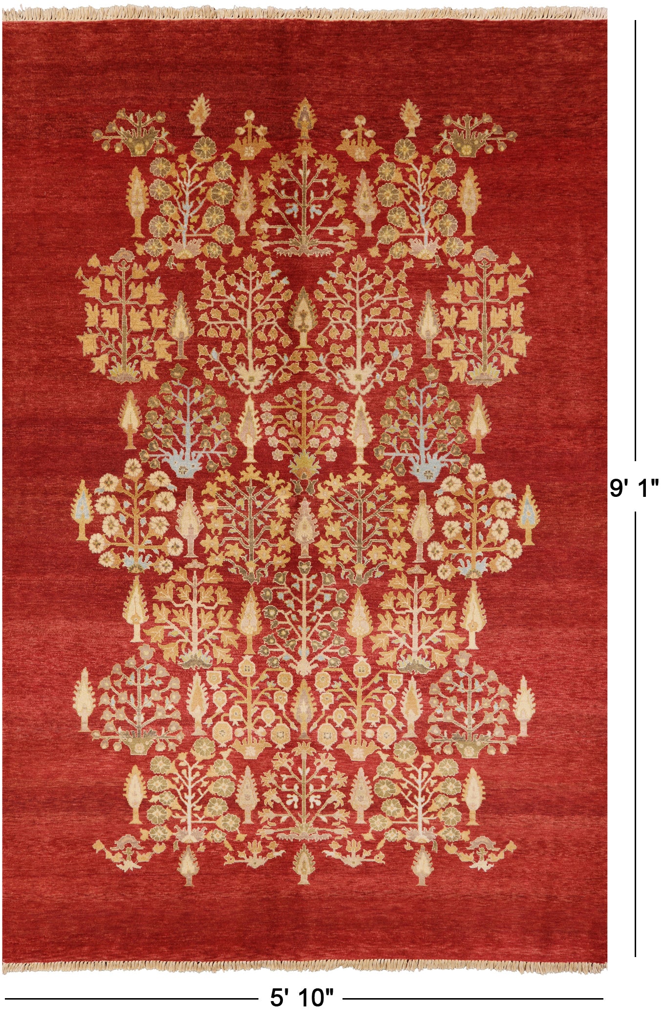 Red Ziegler Hand Knotted Wool Area Rug - 5' 10" X 9' 1" - Golden Nile