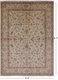 Ivory Peshawar Hand Knotted Area Rug - 6' 5" X 8' 7" - Golden Nile