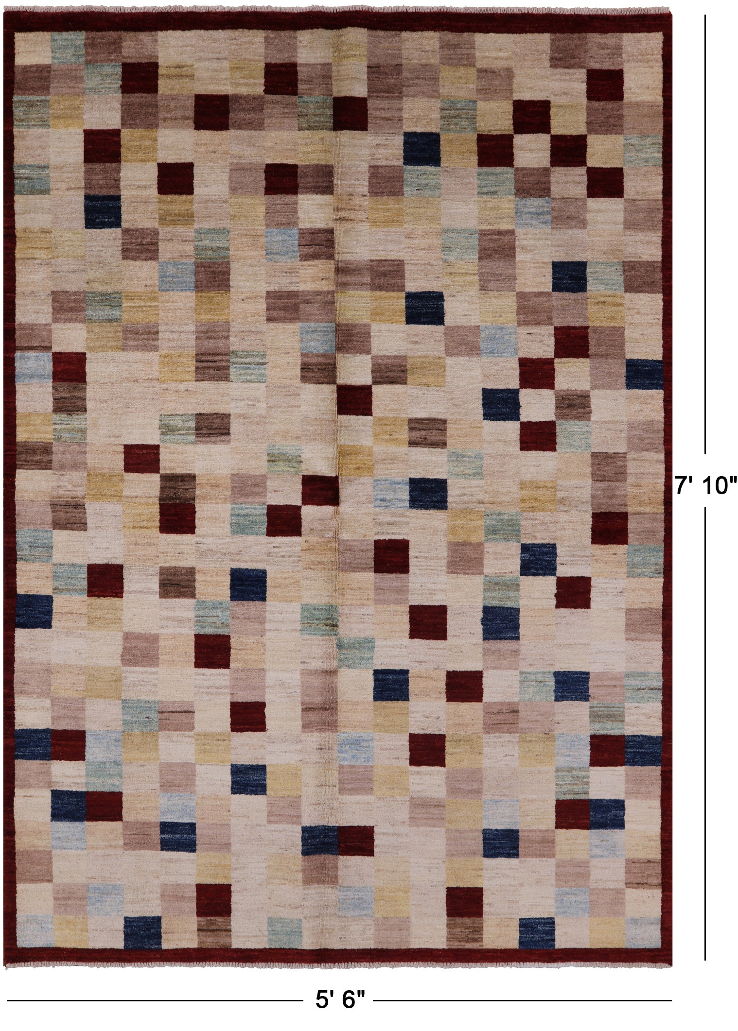 Persian Gabbeh Handmade Wool Rug - 5' 6" X 7' 10" - Golden Nile