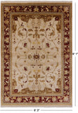 Ivory Peshawar Hand Knotted Wool Rug - 6' 3" X 9' 1" - Golden Nile