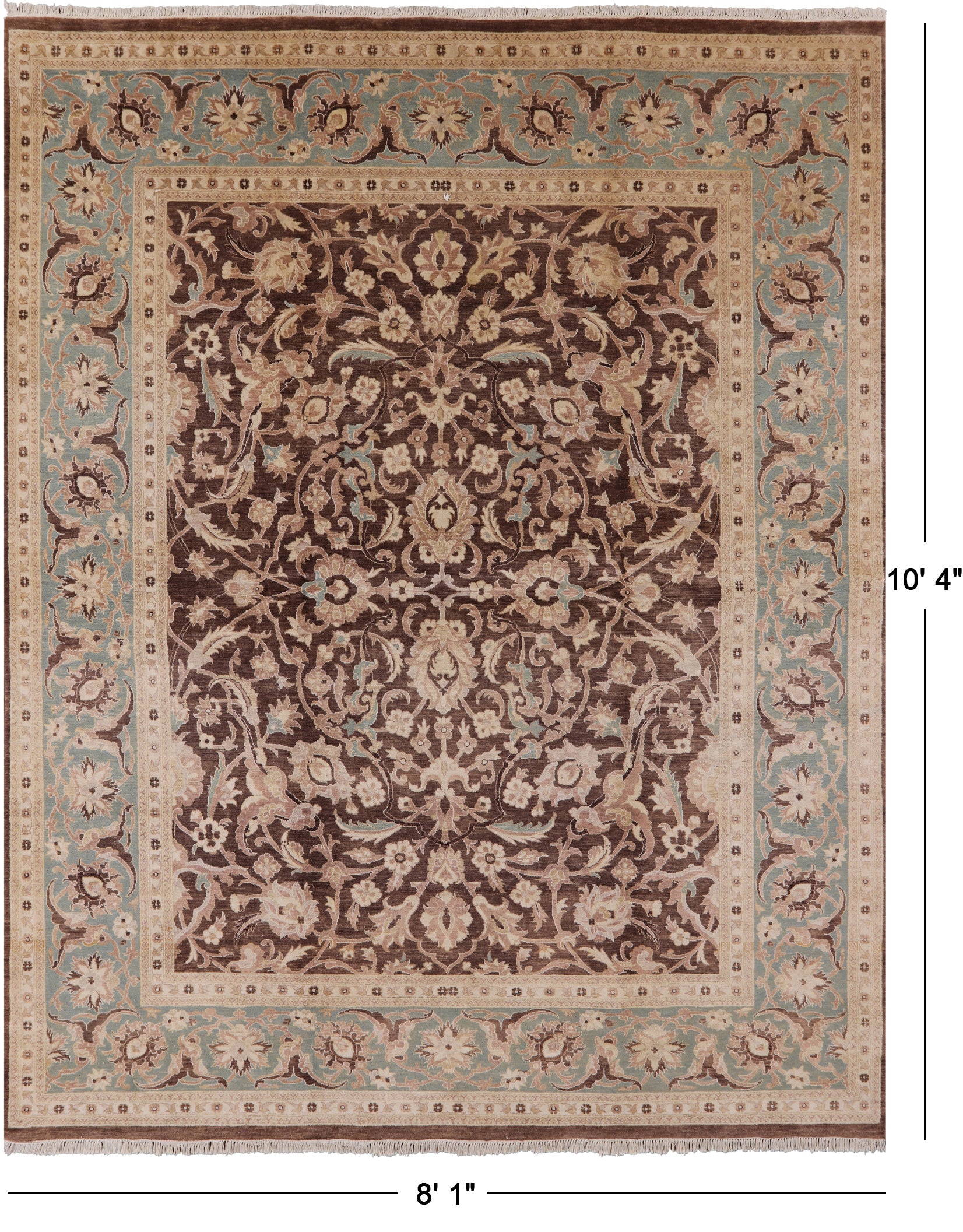 Brown Peshawar Handmade Area Rug - 8' 1" X 10' 4" - Golden Nile