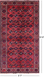 Red Persian Hand Knotted Wool On Wool Rug - 5' 7" X 10' 6" - Golden Nile