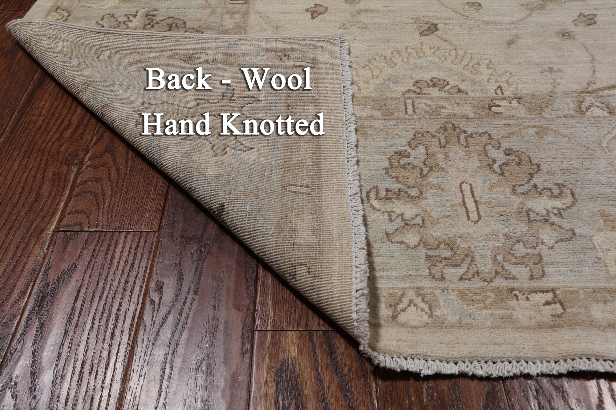 Ivory Peshawar Hand Knotted Wool Rug - 8' 1" X 9' 7"