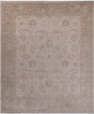 Ivory Antiqued Peshawar Hand Knotted Wool Rug - 8' 2" X 9' 7"