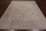 Ivory Antiqued Peshawar Hand Knotted Wool Rug - 8' 2" X 9' 7"