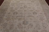 Ivory Antiqued Peshawar Hand Knotted Wool Rug - 8' 2" X 9' 7"