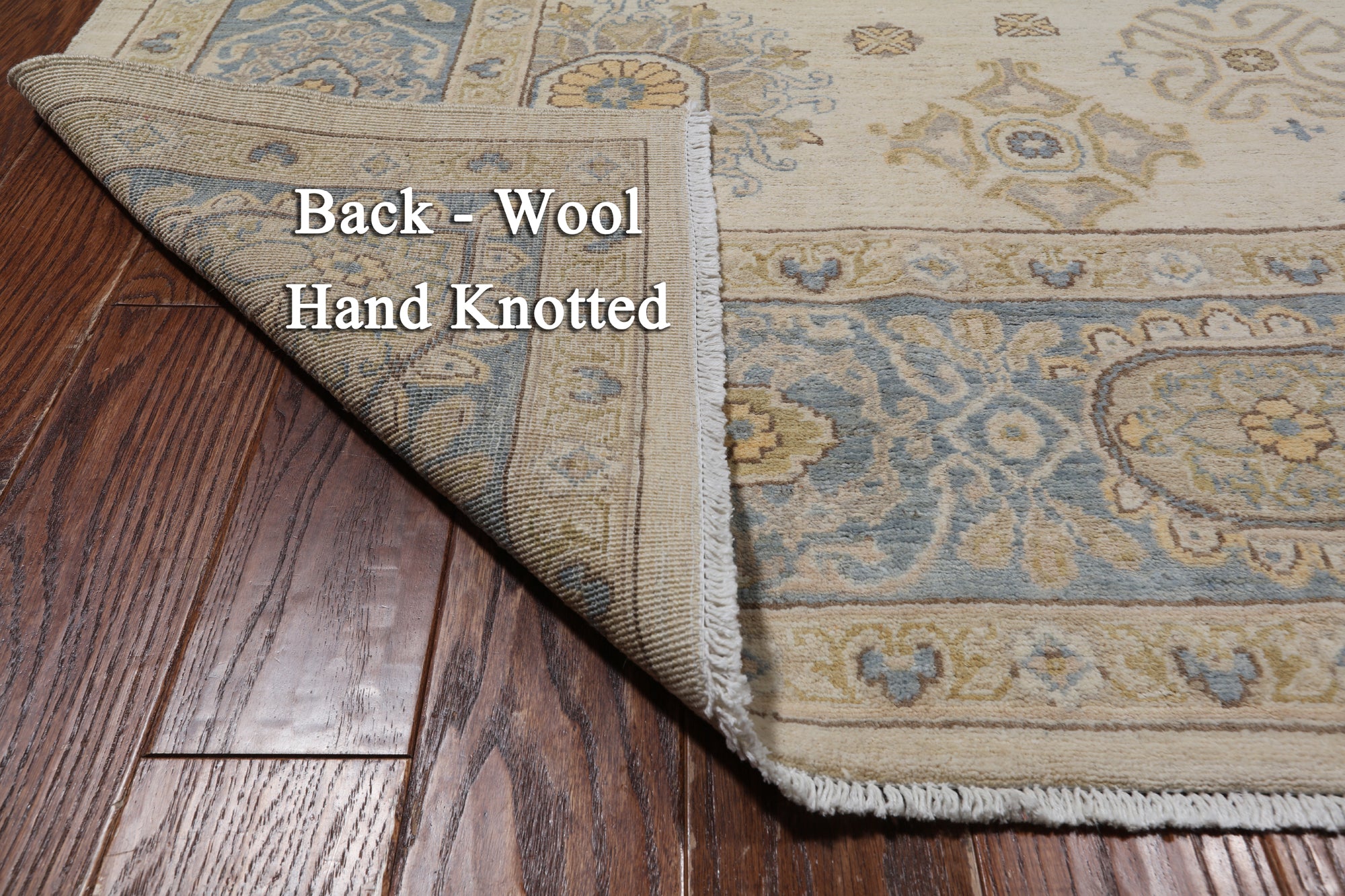 Ivory Peshawar Hand Knotted Wool Rug - 7' 10" X 10' 6"