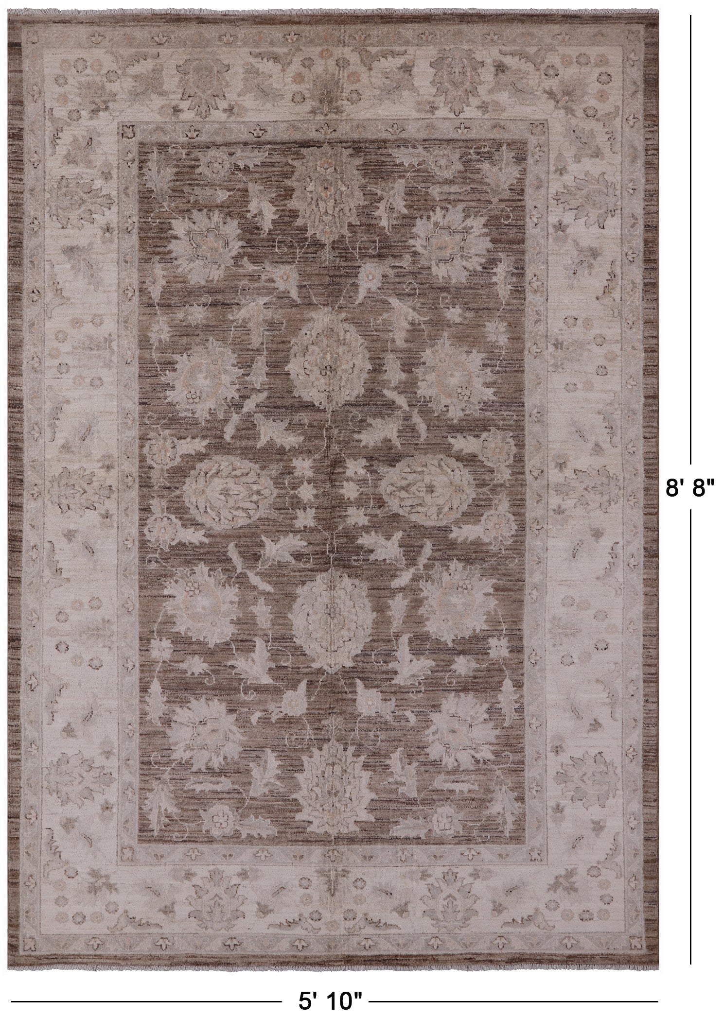 Peshawar Hand Knotted Wool Rug - 5' 10" X 8' 8" - Golden Nile