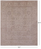 Ivory Peshawar Hand Knotted Wool Rug - 8' 0" X 9' 9" - Golden Nile