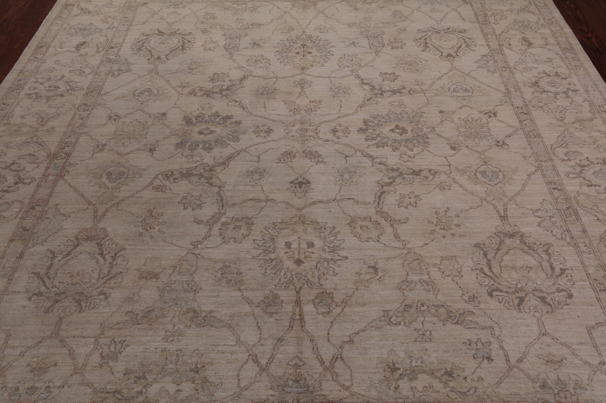 Ivory Peshawar Hand Knotted Wool Rug - 8' 0" X 9' 9"