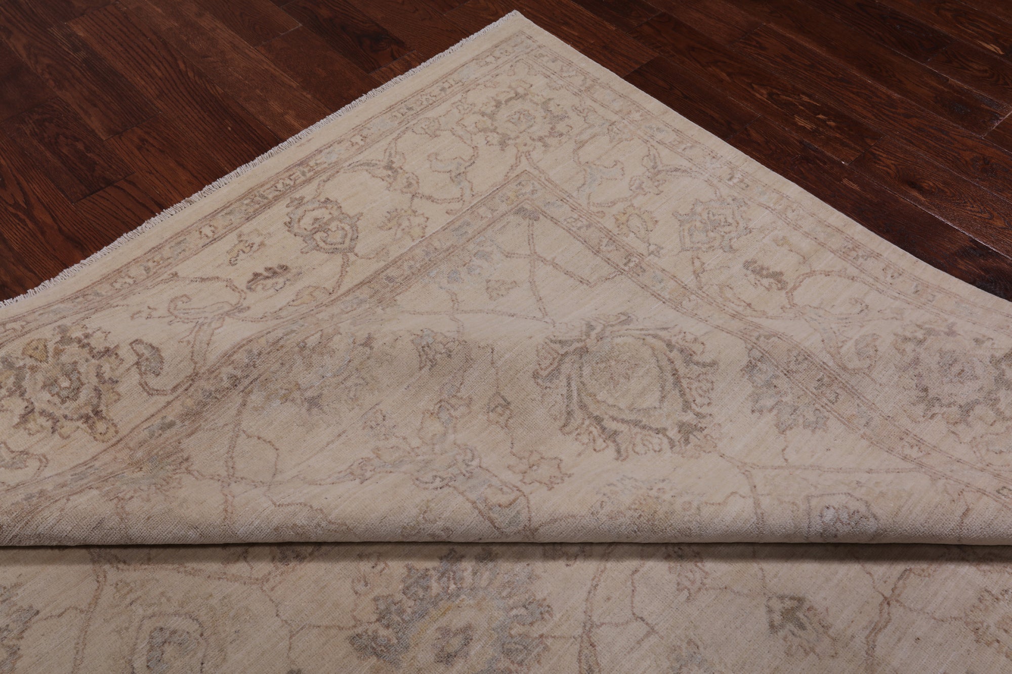 Ivory Peshawar Hand Knotted Wool Rug - 8' 0" X 9' 9"