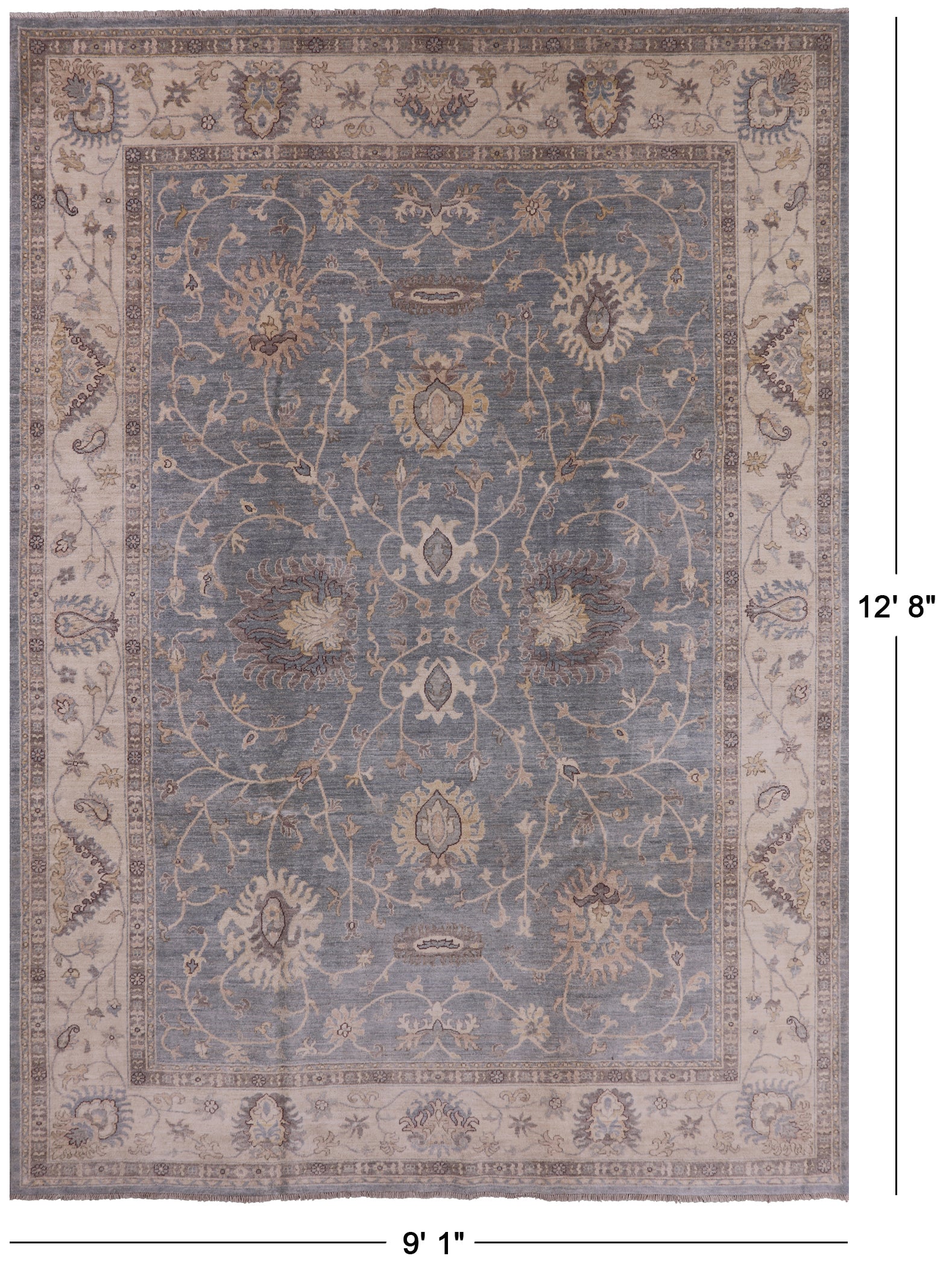 Peshawar Hand Knotted Wool Rug - 9' 1" X 12' 8" - Golden Nile