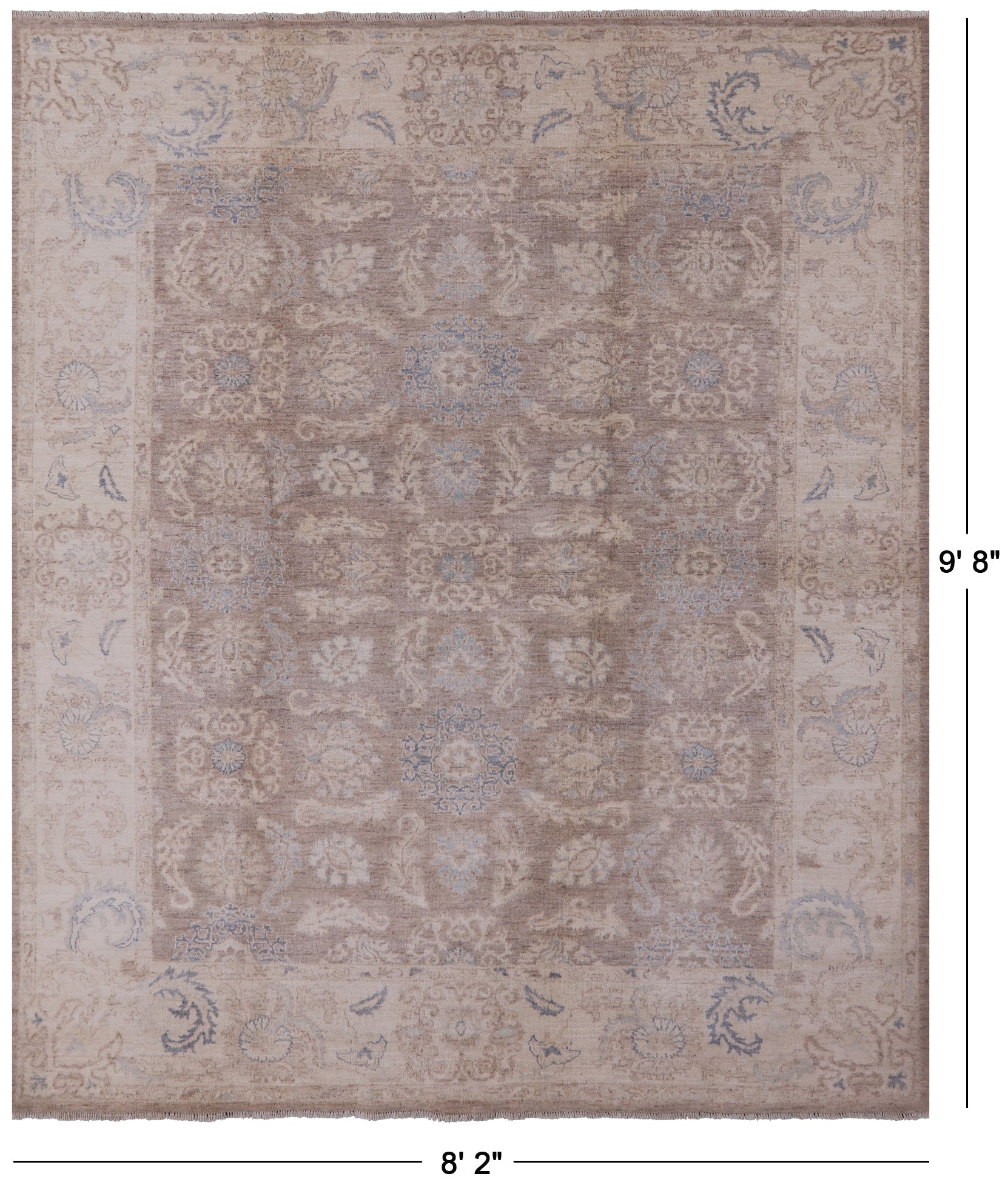 Peshawar Hand Knotted Wool Rug - 8' 2" X 9' 8" - Golden Nile