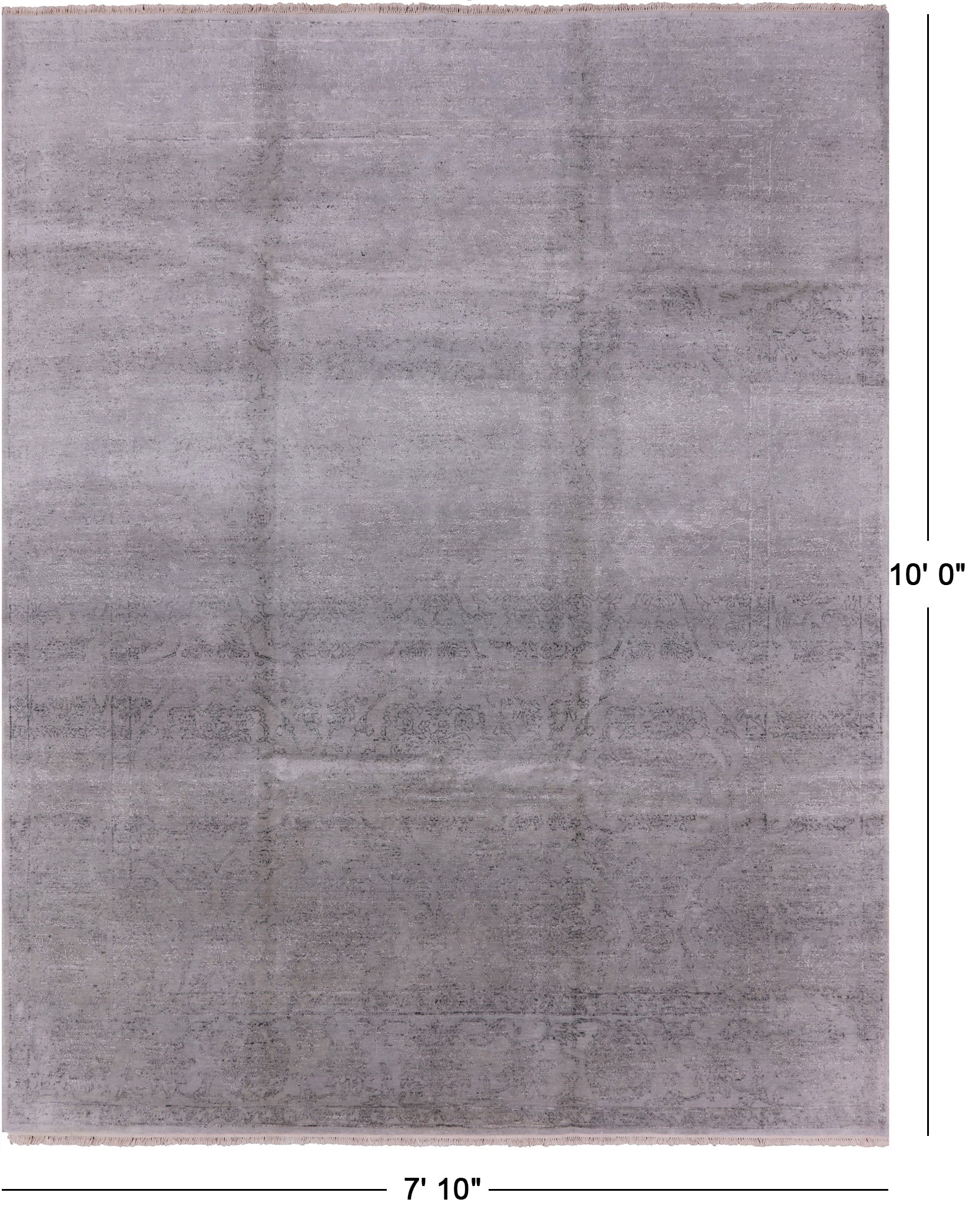 Grey Contemporary Handmade Wool & Silk Rug - 7' 10" X 10' 0" - Golden Nile