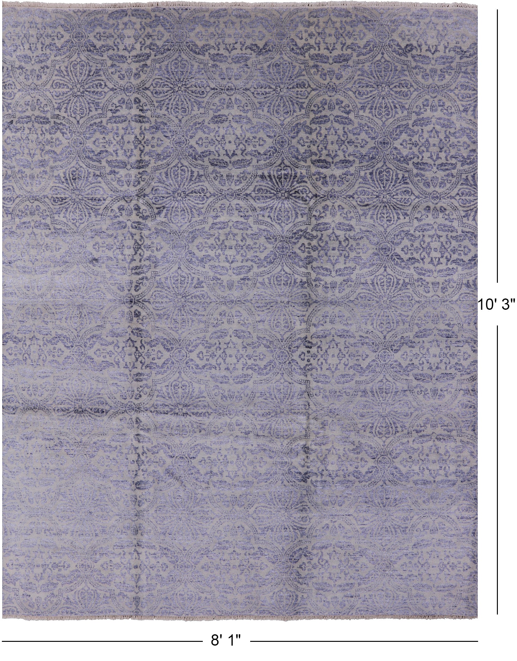 Modern Hand Knotted Wool & Silk Area Rug - 8' 1" X 10' 3" - Golden Nile