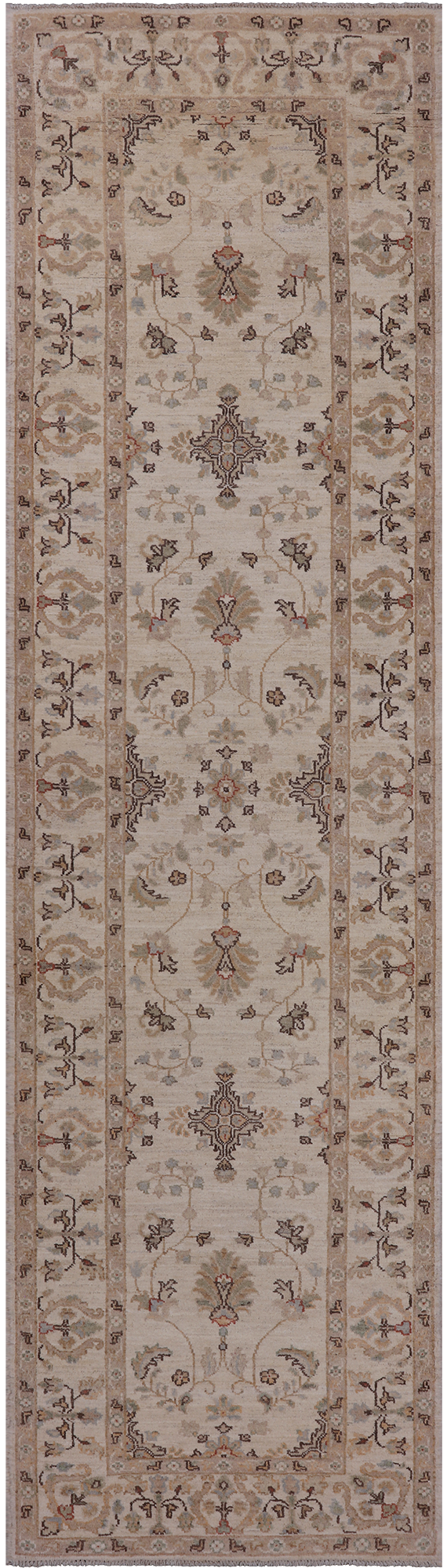 Ivory Peshawar Runner Rug - 2' 8" X 9' 8"