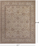 Ivory Peshawar Hand Knotted Rug - 8' 1" X 9' 10"