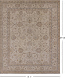 Ivory Peshawar Hand Knotted Rug - 8' 1" X 9' 10" - Golden Nile