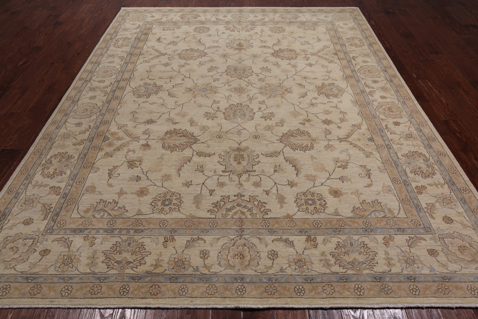 Ivory Peshawar Hand Knotted Rug - 8' 1" X 9' 10"