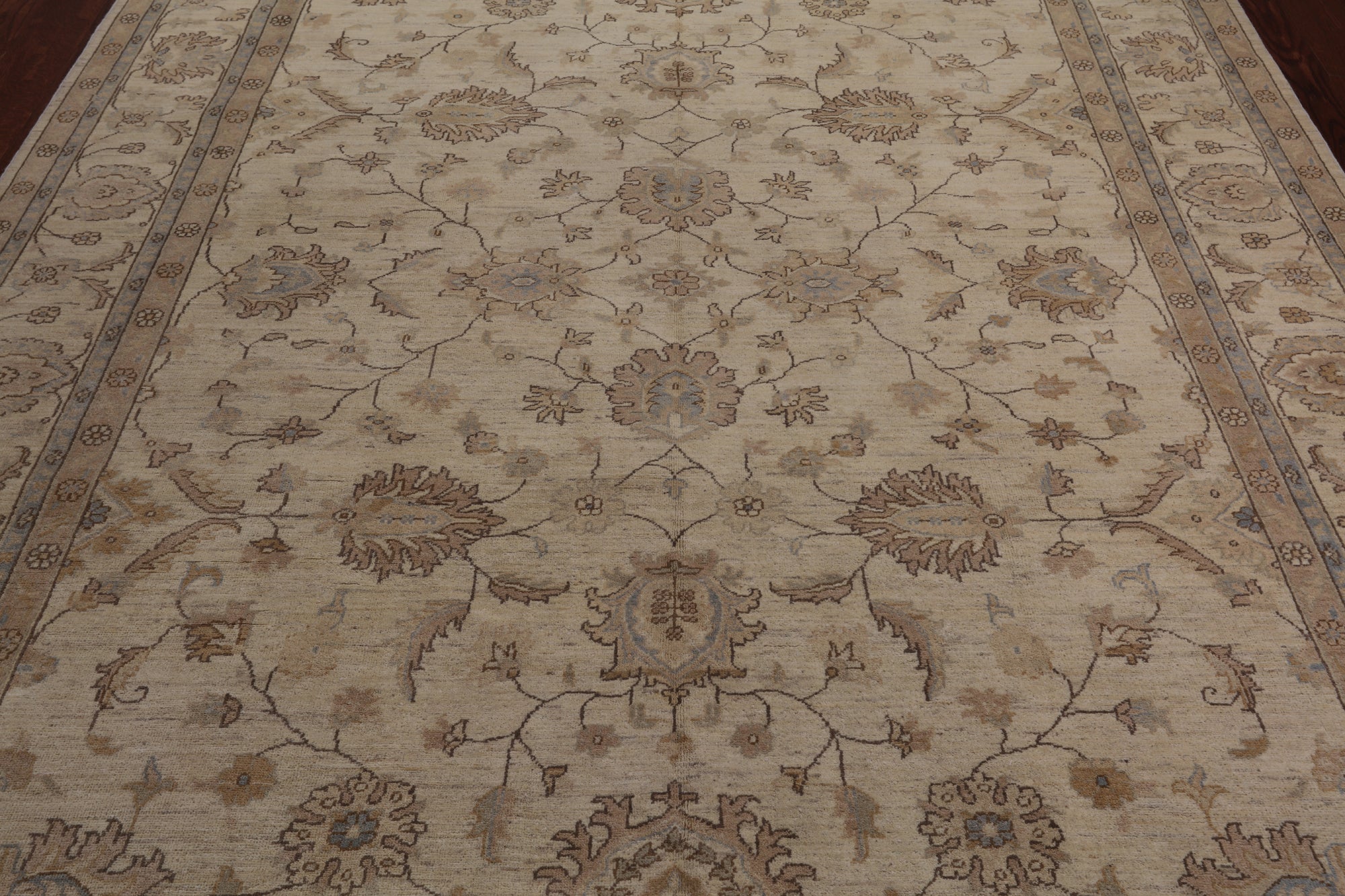 Ivory Peshawar Hand Knotted Rug - 8' 1" X 9' 10"