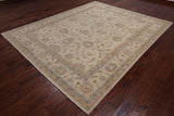 Ivory Peshawar Hand Knotted Rug - 8' 1" X 9' 10"