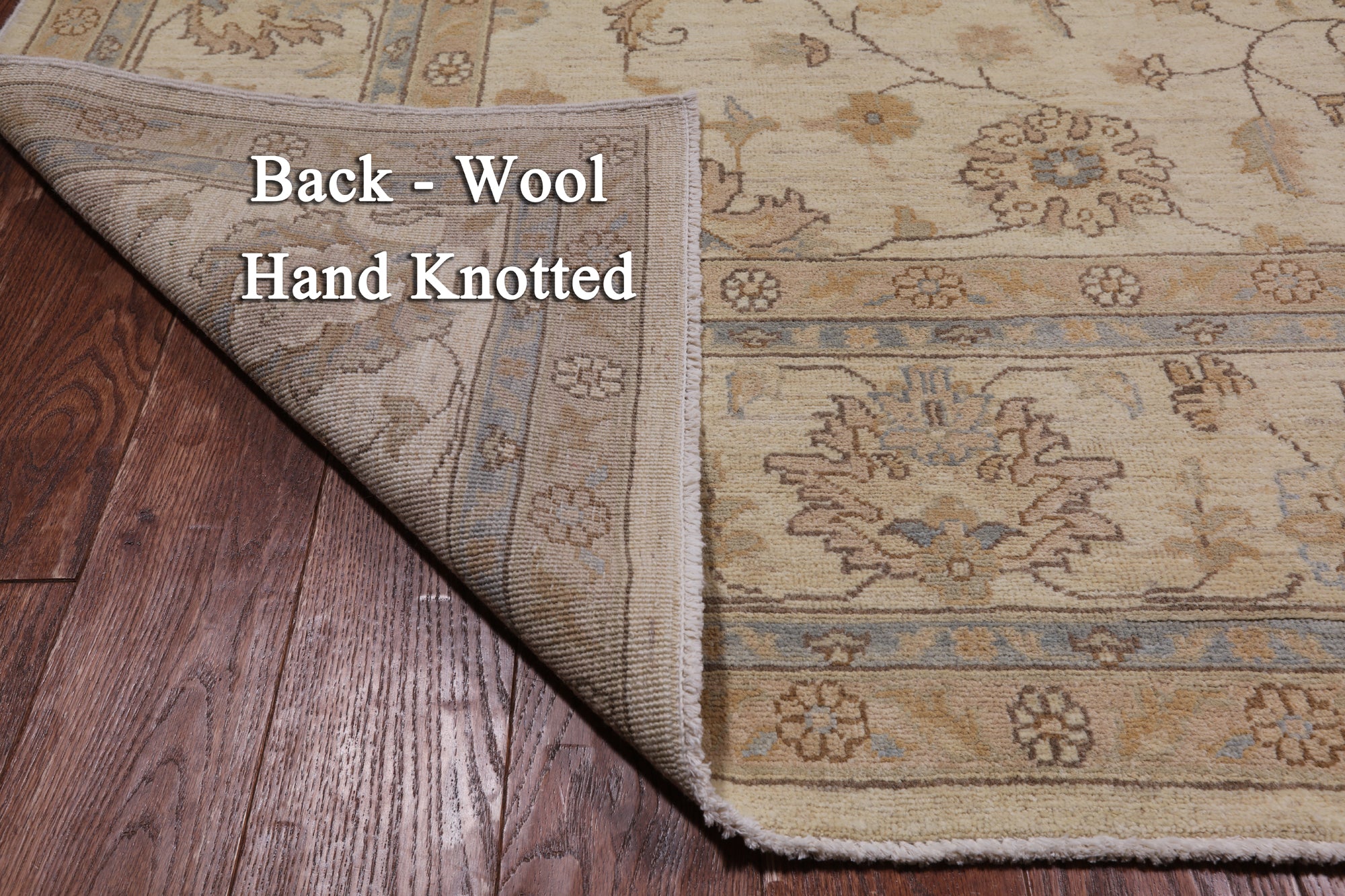 Ivory Peshawar Hand Knotted Rug - 8' 1" X 9' 10"