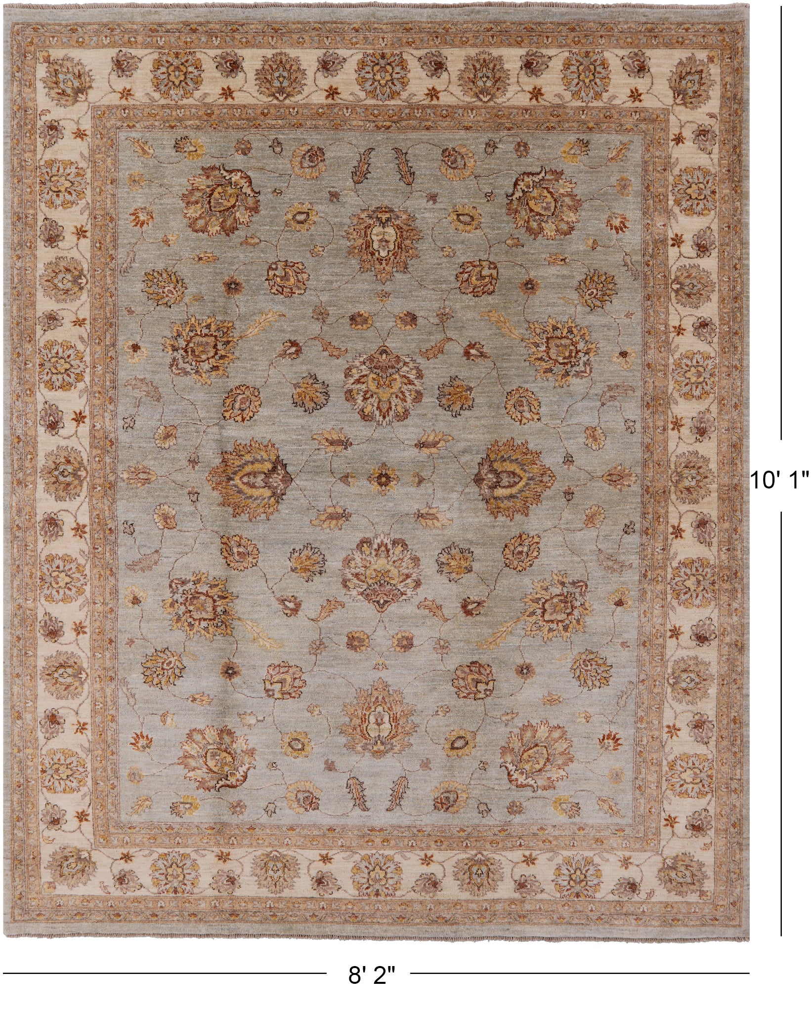 Peshawar Handmade Area Rug - 8' 2" X 10' 1" - Golden Nile