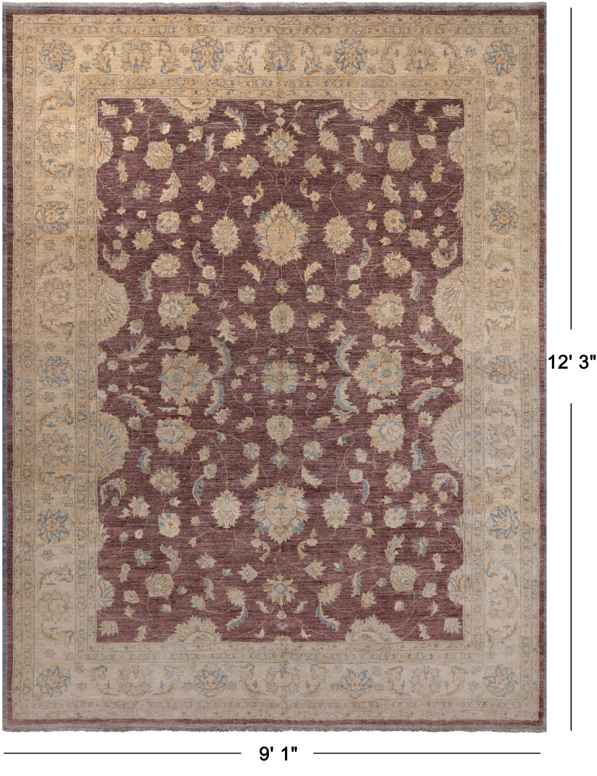 Turkish Oushak Hand Knotted Area Rug - 9' 1" X 12' 3"
