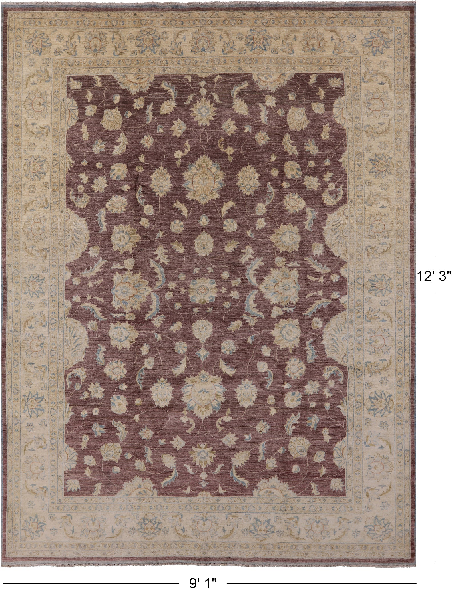 Turkish Oushak Hand Knotted Area Rug - 9' 1" X 12' 3" - Golden Nile
