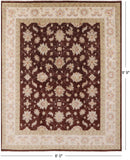 Brown Peshawar Handmade Wool Rug - 8' 0" X 9' 9" - Golden Nile