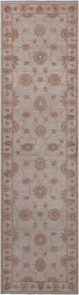 Ivory Peshawar Hand Knotted Wool Runner Rug - 2' 7" X 9' 10"